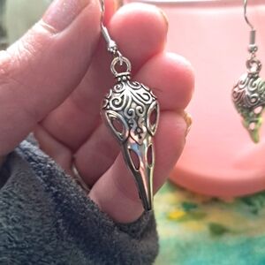 Ornate Crow Drop Earrings